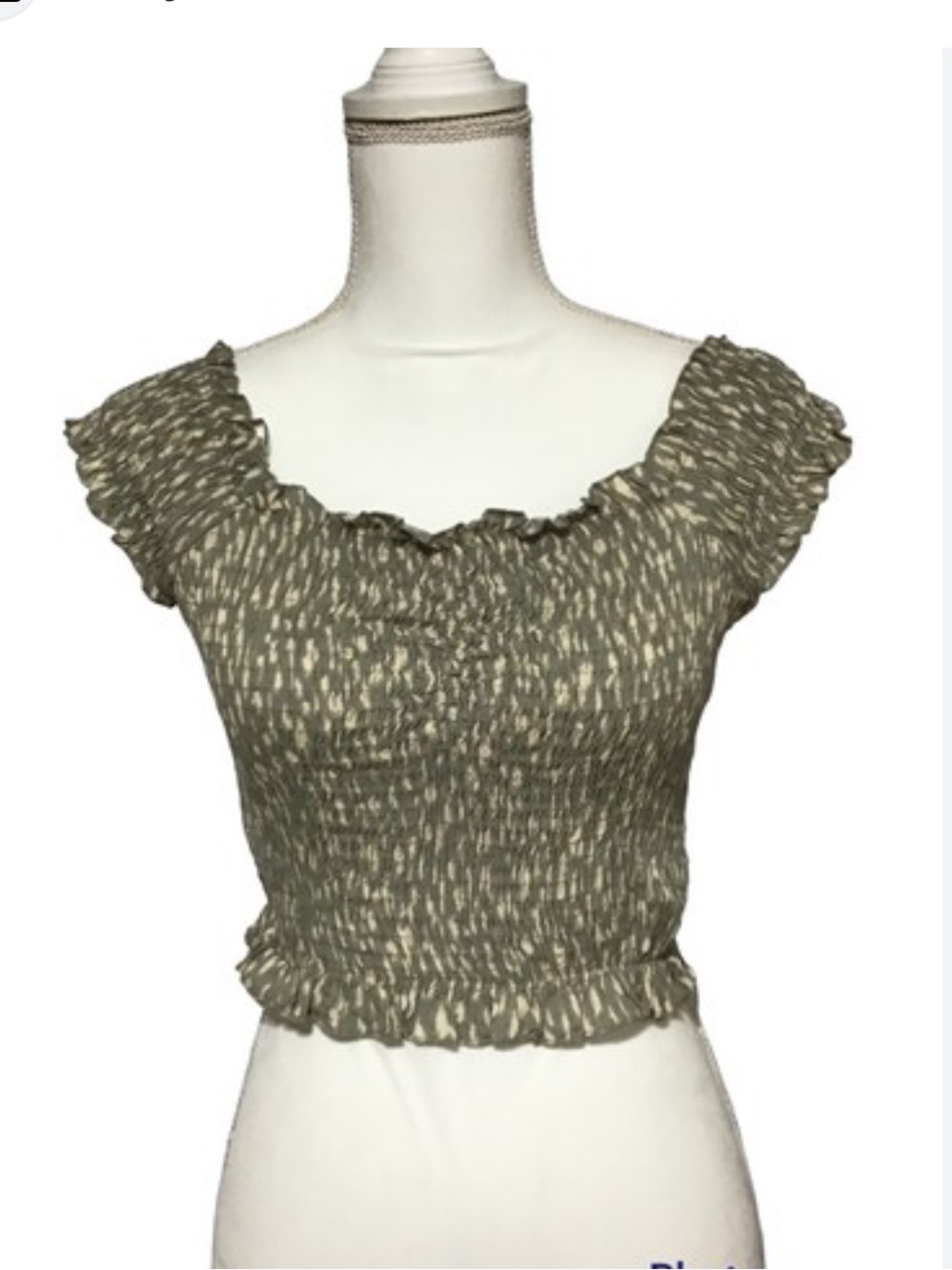 Salty Lemon NWT- Khaki-tan Shirred Bodice top- on or off shoulder Sz L-Sold Out - Picture 2 of 13